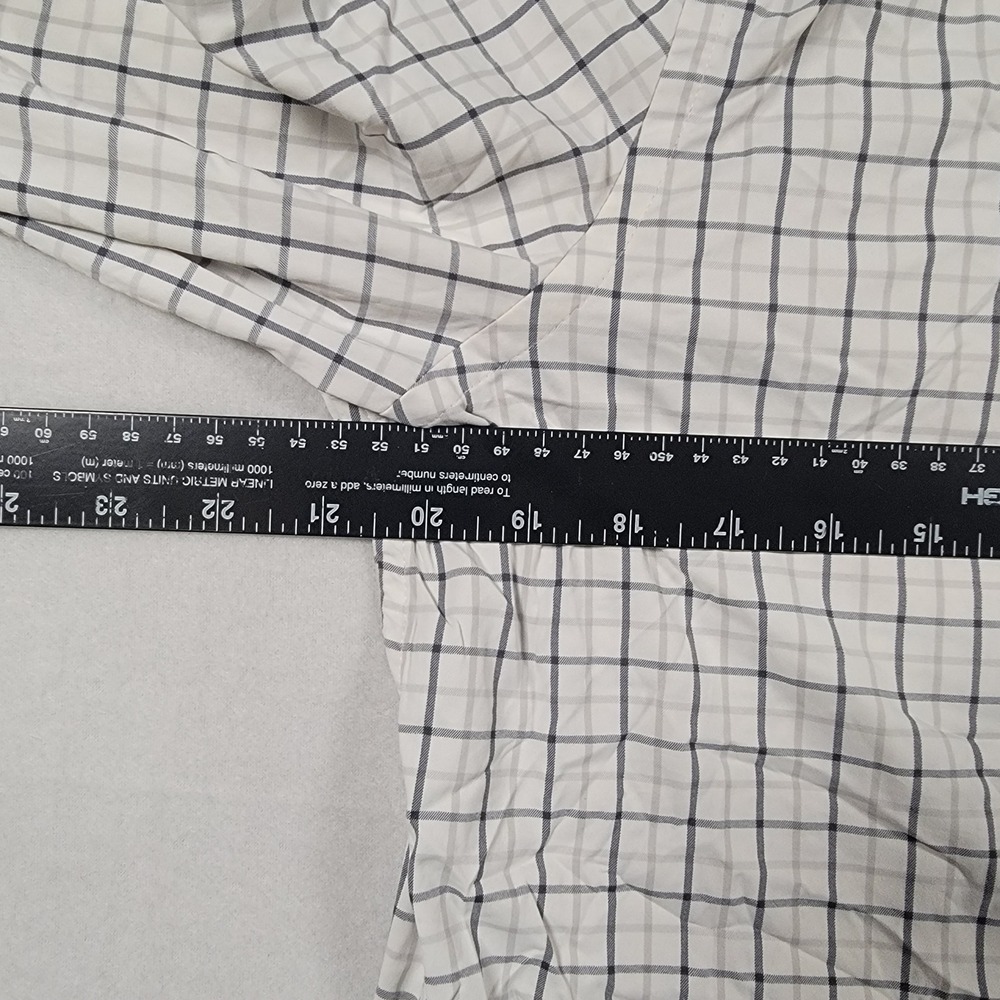 G/FORE Mens Large White Navy Plaid Long Sleeve Button Down Skull Logo Golf Shirt - Picture 7 of 14